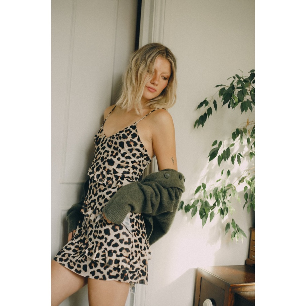 New Out from Under x Wild Lovers Lilly Leopard Ruffle Skip Dress Size Large